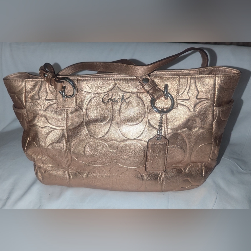 Coach Metallic Gold Embossed Leather Women's Tote.F17727